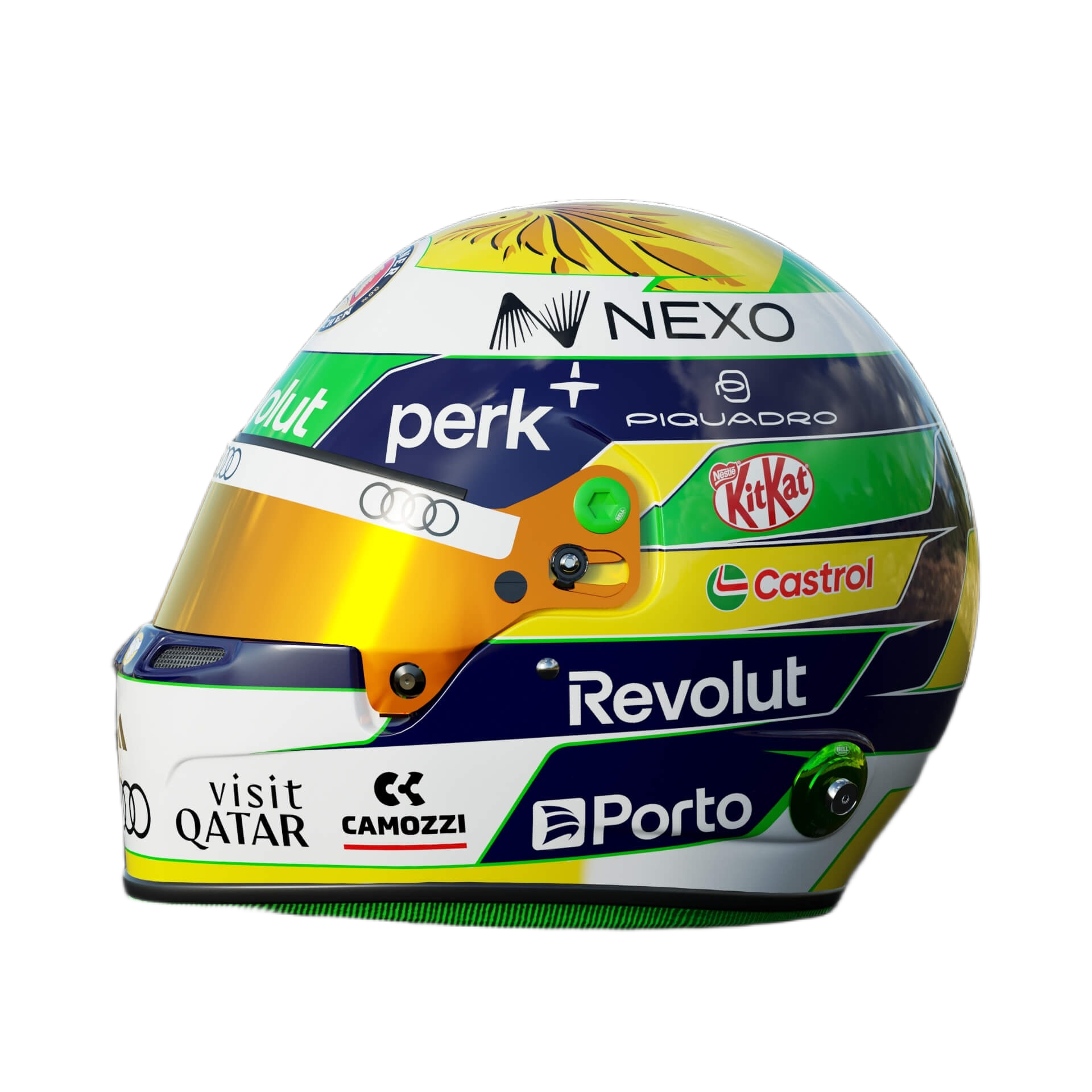 Handcrafted Gabriel Bortoleto Inspired 2026 Racing Display Helmet – 1:1 Scale