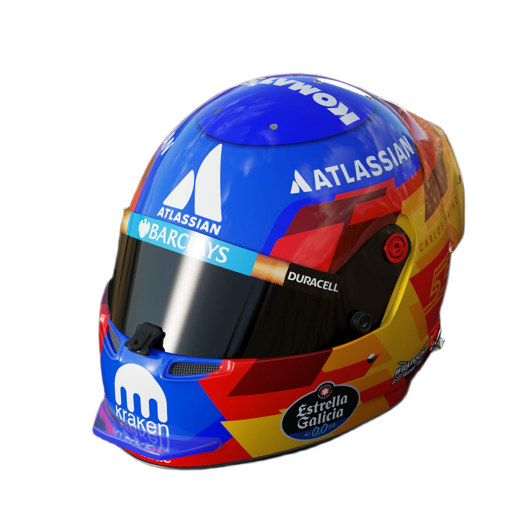 Handcrafted Carlos Sainz Inspired 2026 Racing Display Helmet – 1:1 Scale