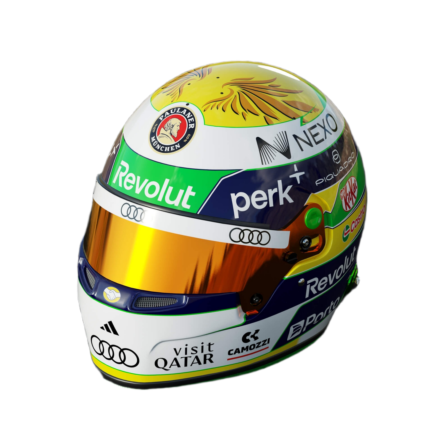 Handcrafted Gabriel Bortoleto Inspired 2026 Racing Display Helmet – 1:1 Scale