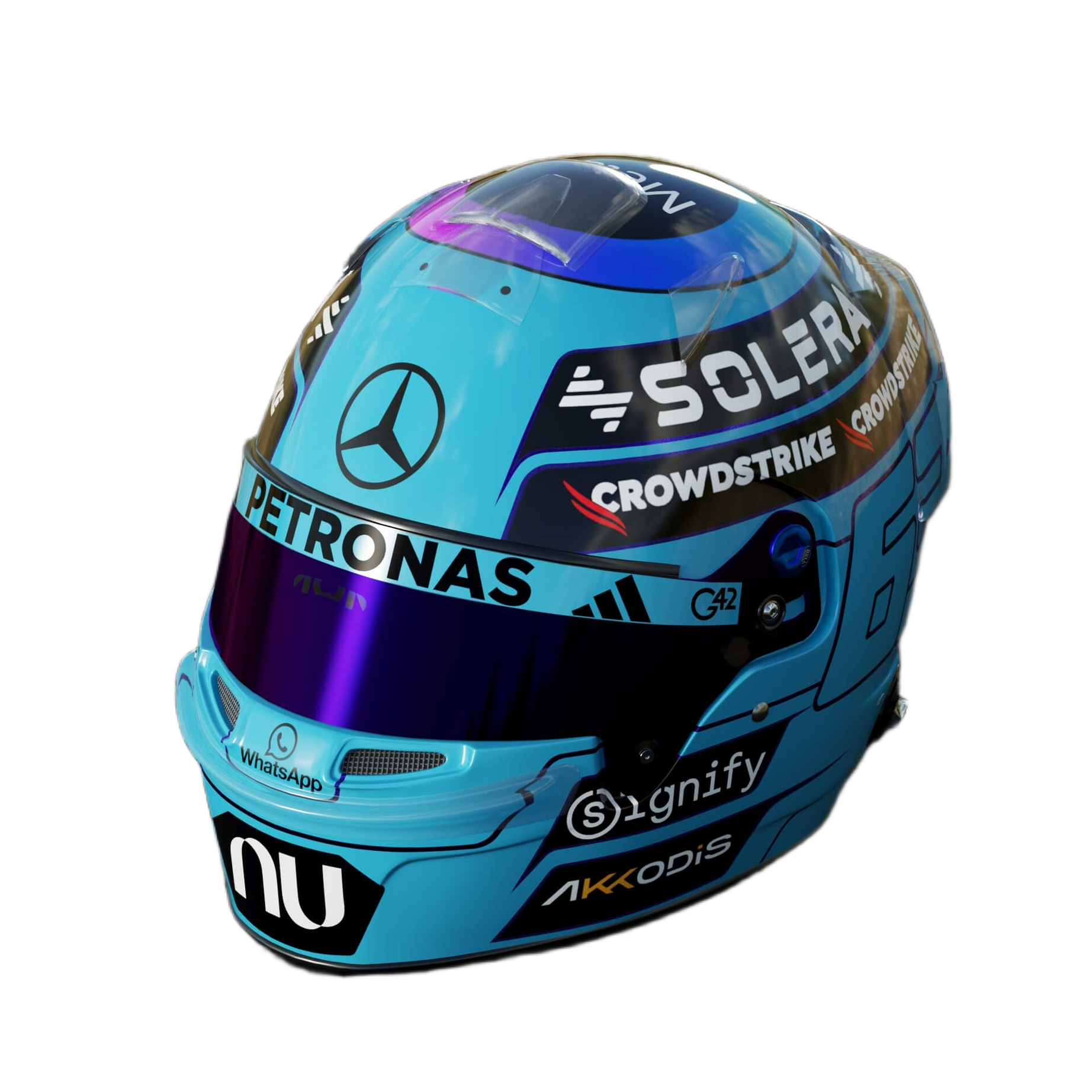 Handcrafted George Russell Inspired 2026 Racing Display Helmet – 1:1 Scale