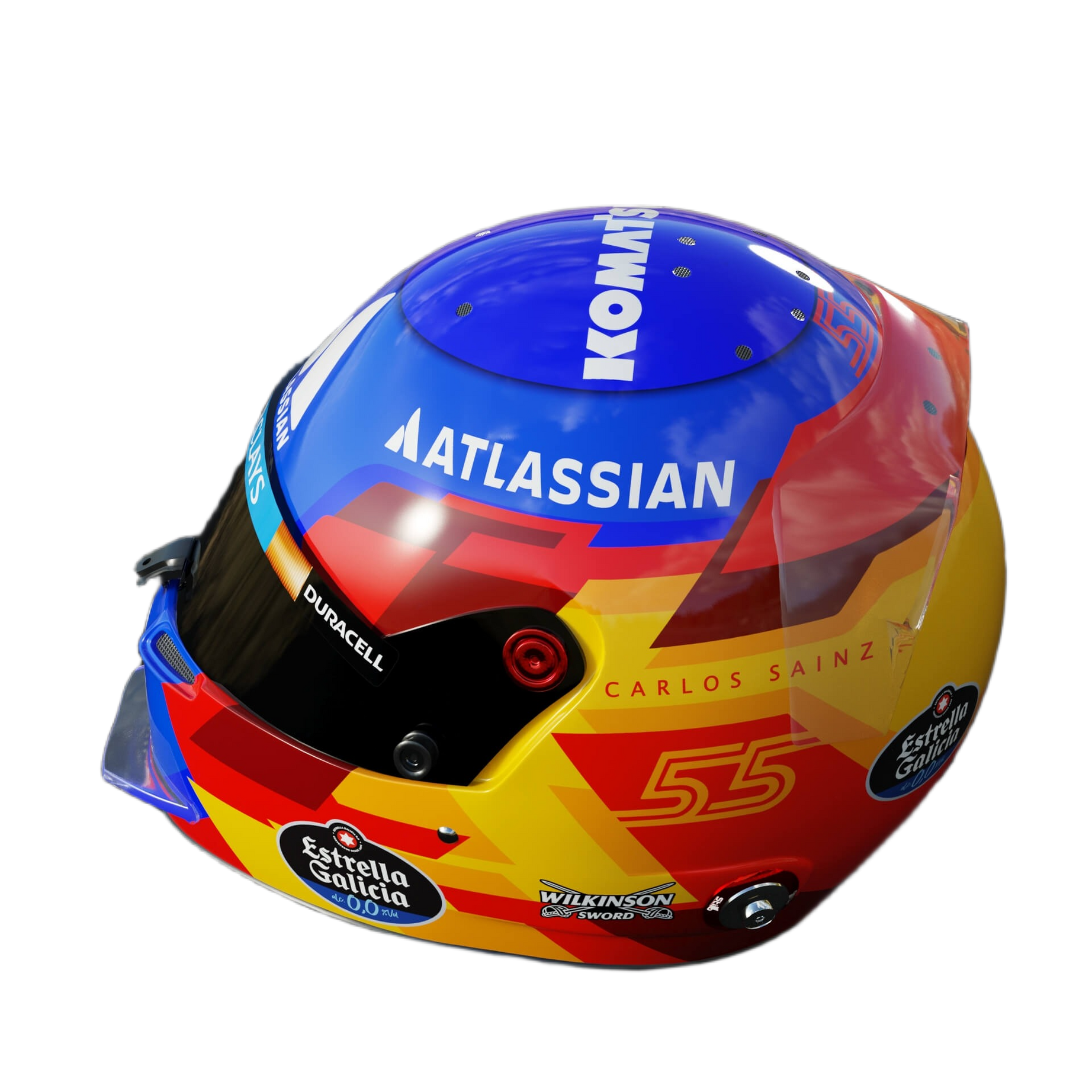 Handcrafted Carlos Sainz Inspired 2026 Racing Display Helmet – 1:1 Scale