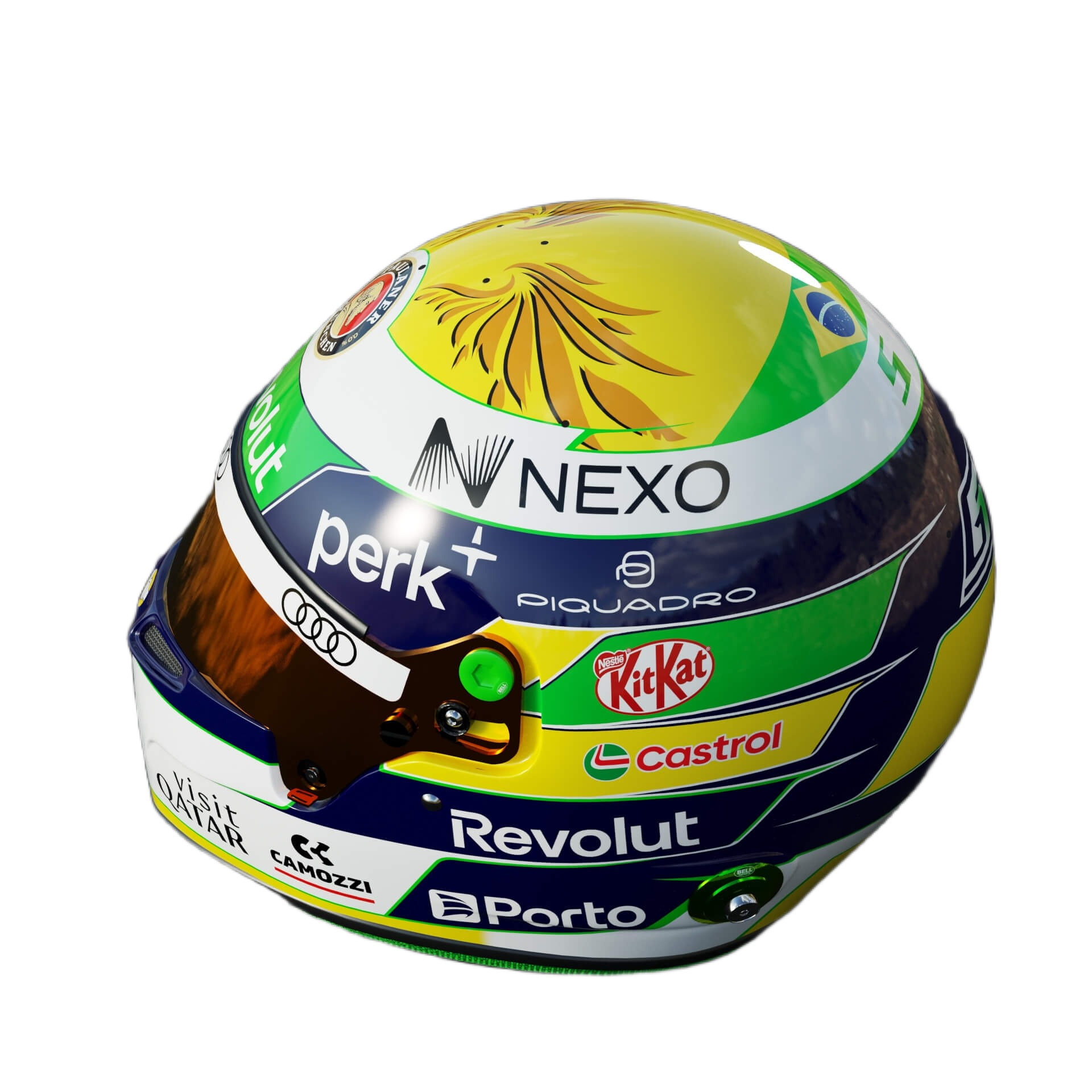 Handcrafted Gabriel Bortoleto Inspired 2026 Racing Display Helmet – 1:1 Scale
