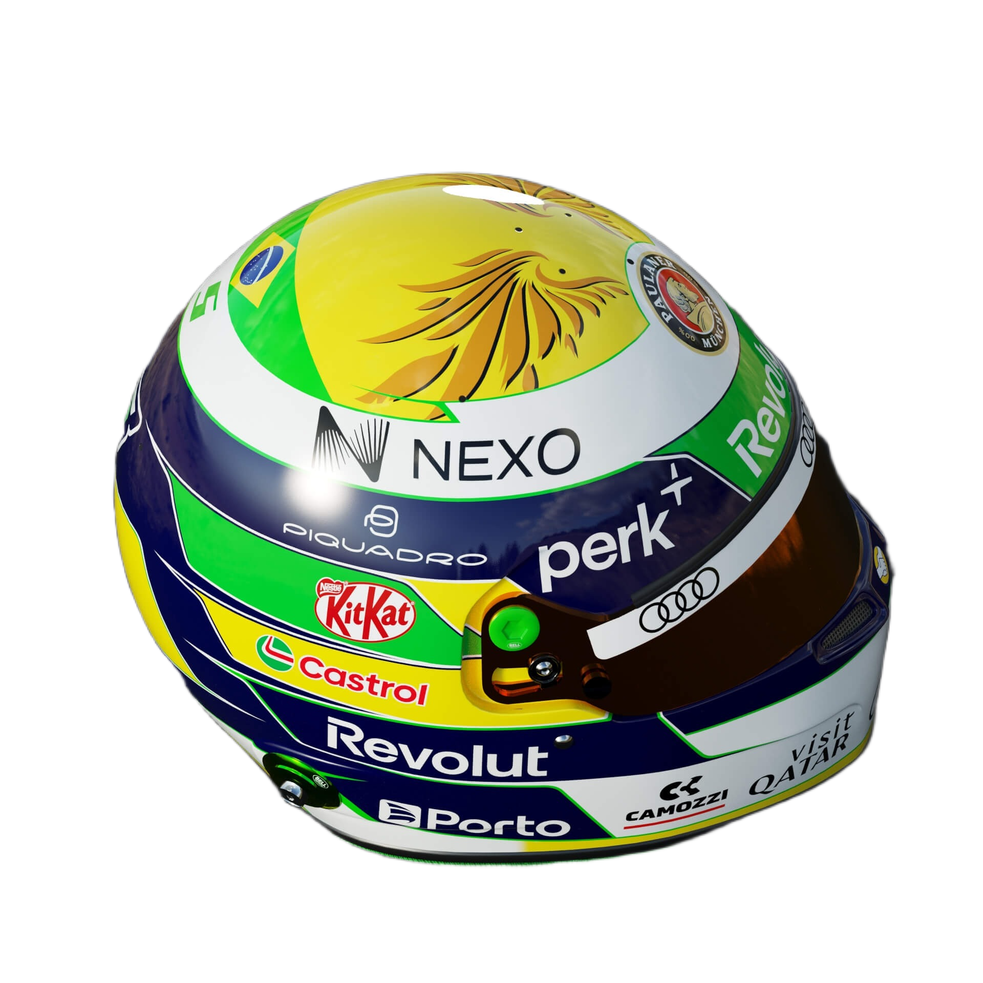 Handcrafted Gabriel Bortoleto Inspired 2026 Racing Display Helmet – 1:1 Scale