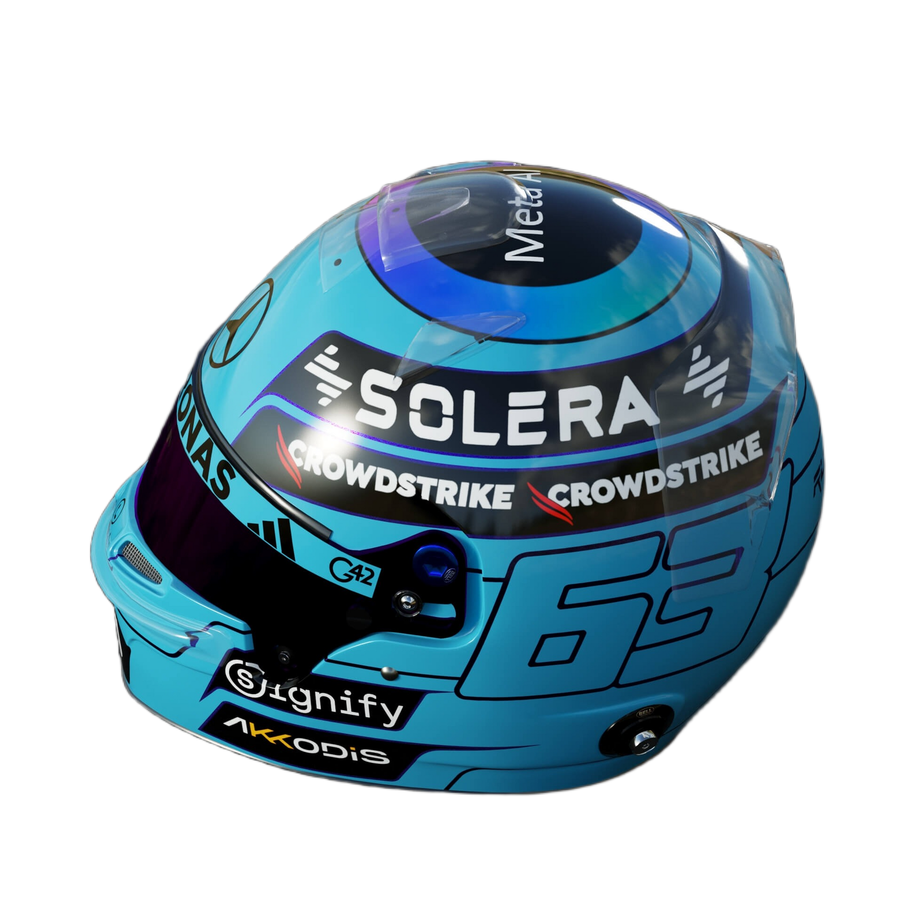Handcrafted George Russell Inspired 2026 Racing Display Helmet – 1:1 Scale