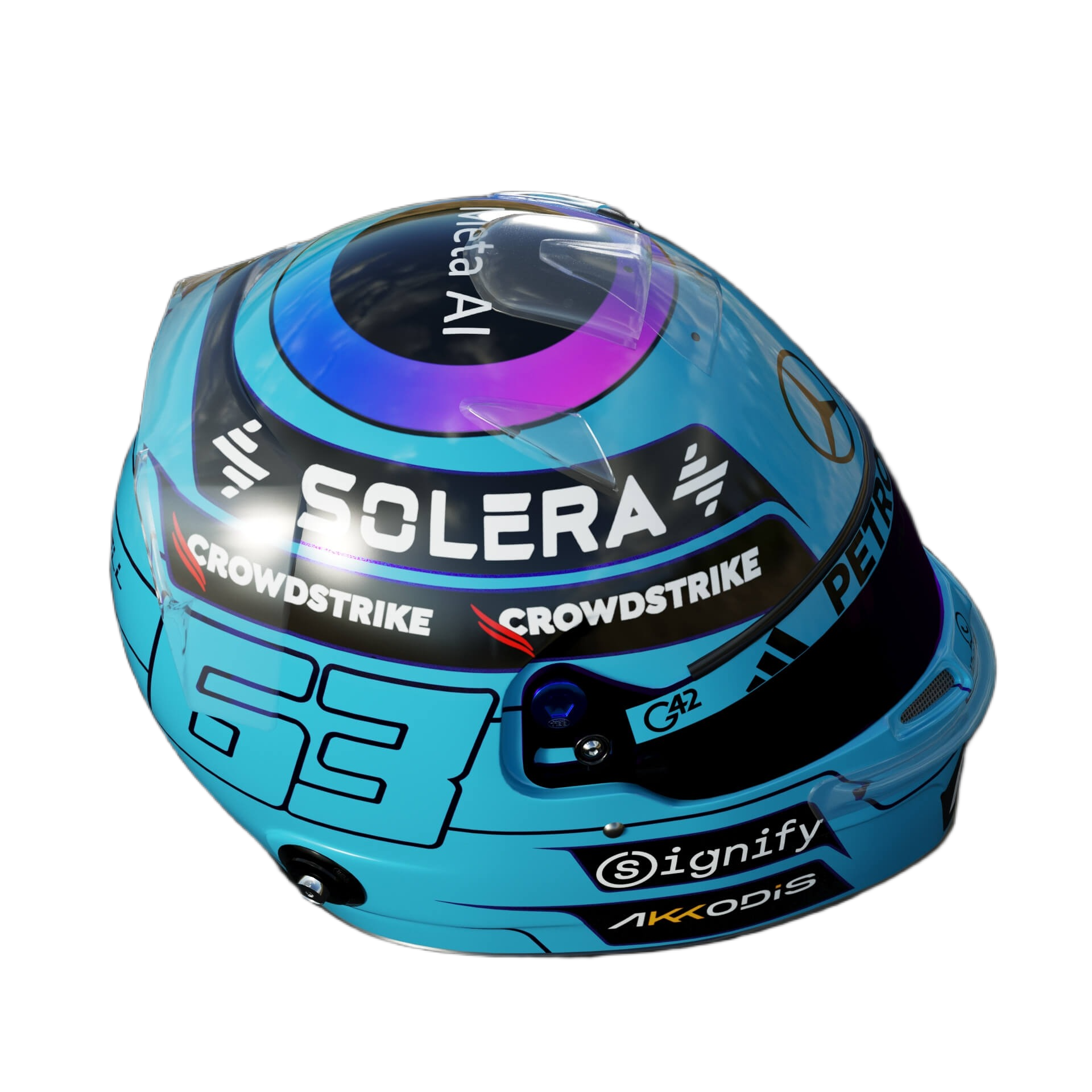 Handcrafted George Russell Inspired 2026 Racing Display Helmet – 1:1 Scale