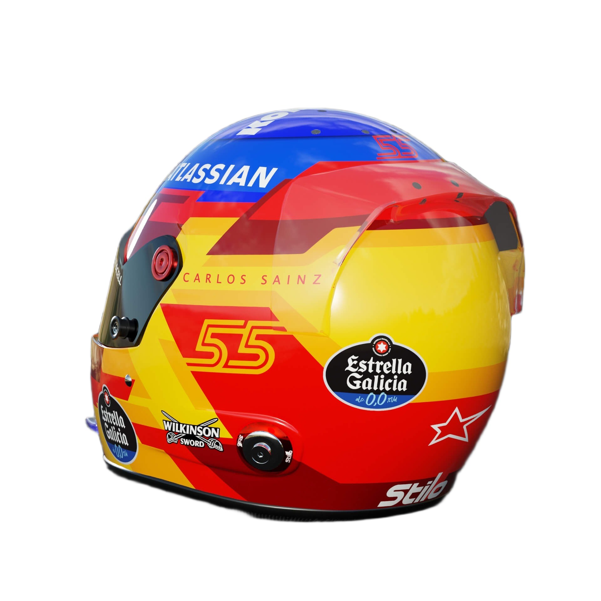 Handcrafted Carlos Sainz Inspired 2026 Racing Display Helmet – 1:1 Scale