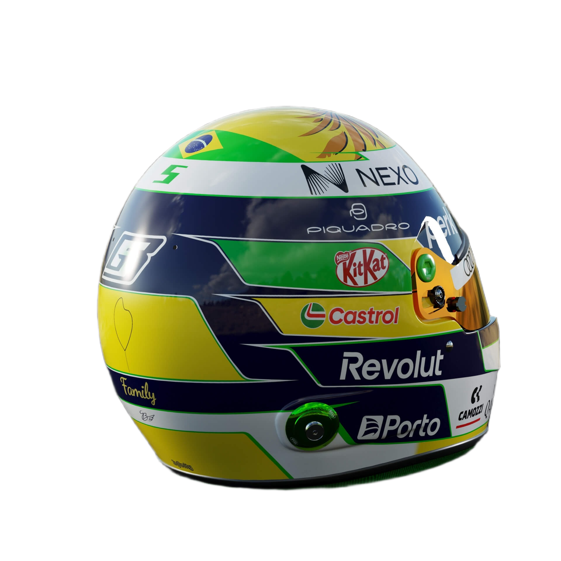 Handcrafted Gabriel Bortoleto Inspired 2026 Racing Display Helmet – 1:1 Scale