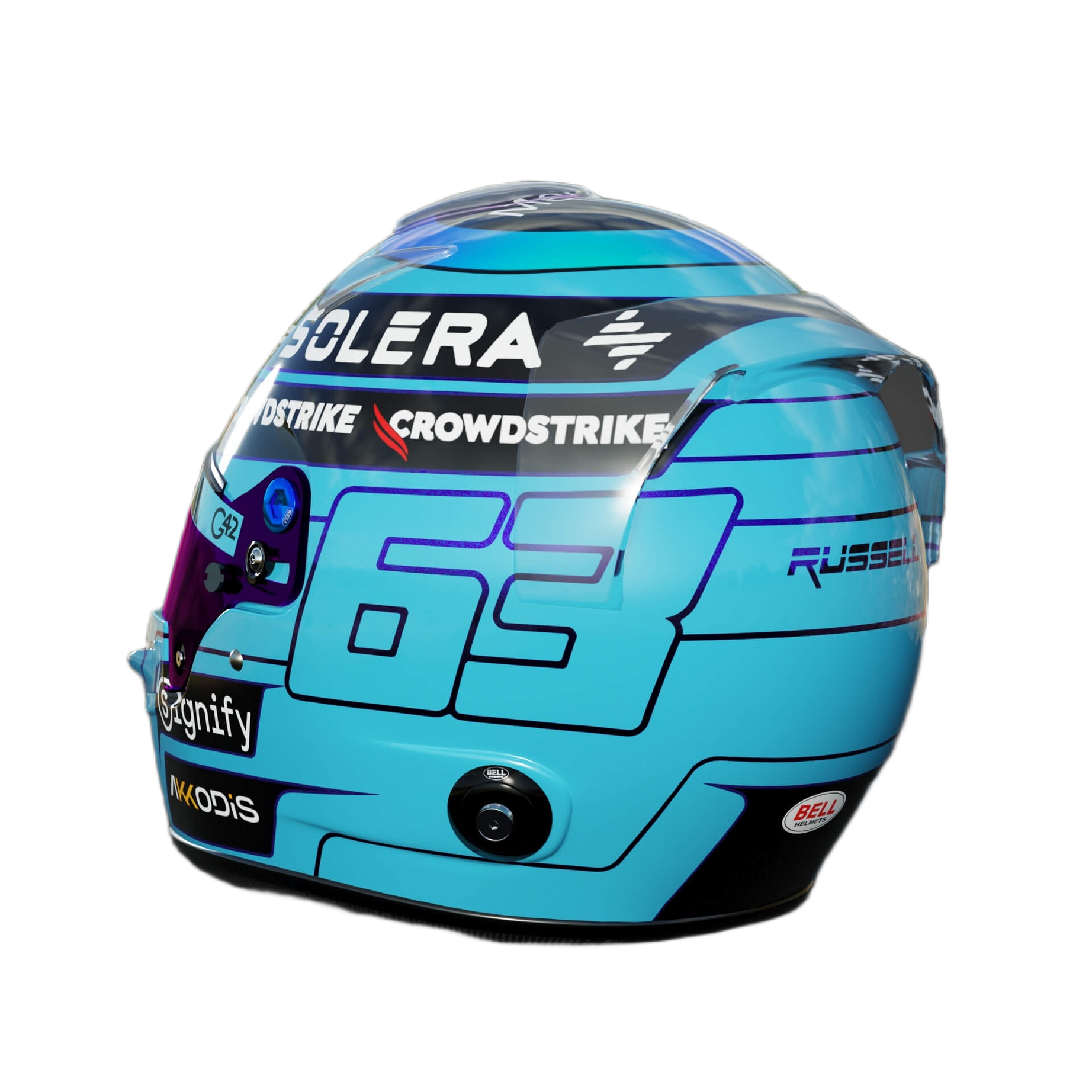 Handcrafted George Russell Inspired 2026 Racing Display Helmet – 1:1 Scale