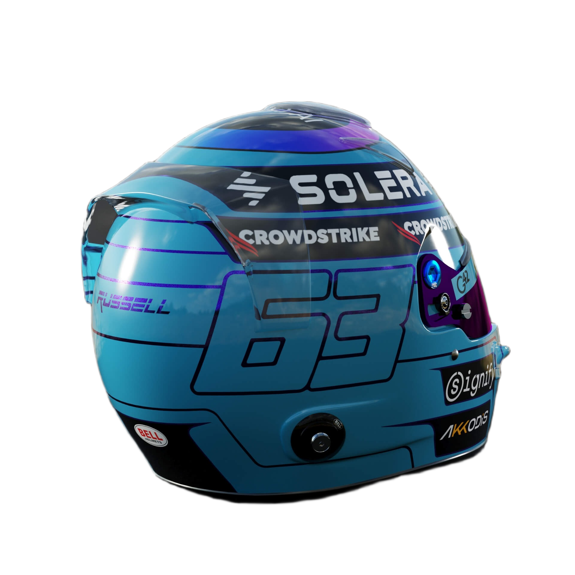 Handcrafted George Russell Inspired 2026 Racing Display Helmet – 1:1 Scale
