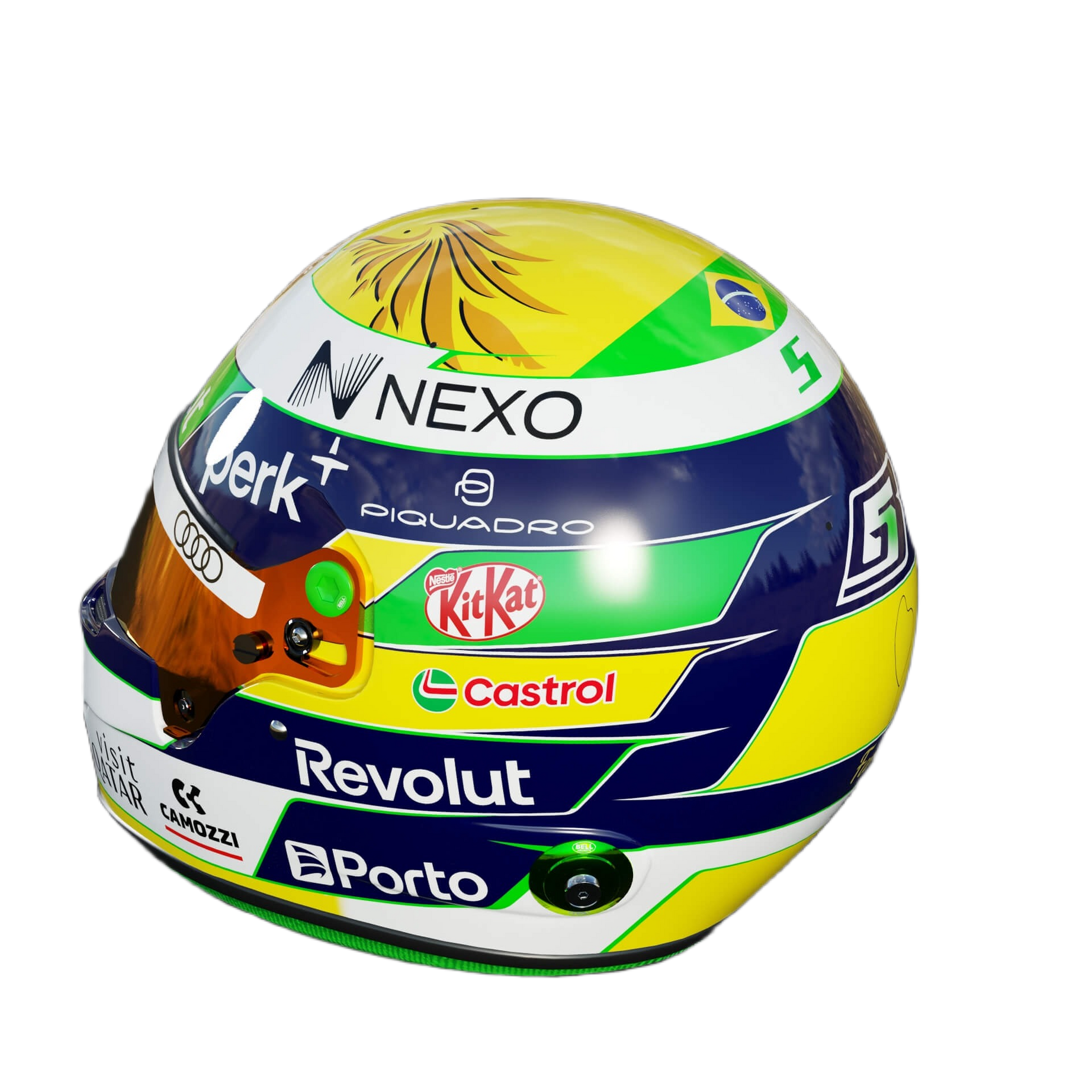 Handcrafted Gabriel Bortoleto Inspired 2026 Racing Display Helmet – 1:1 Scale