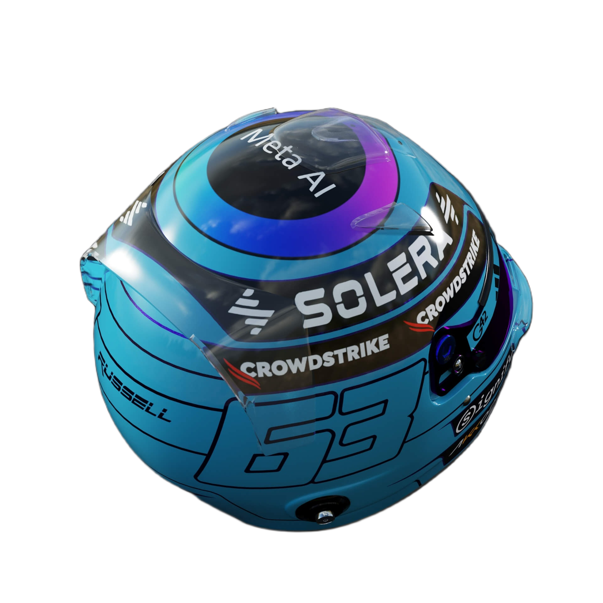 Handcrafted George Russell Inspired 2026 Racing Display Helmet – 1:1 Scale