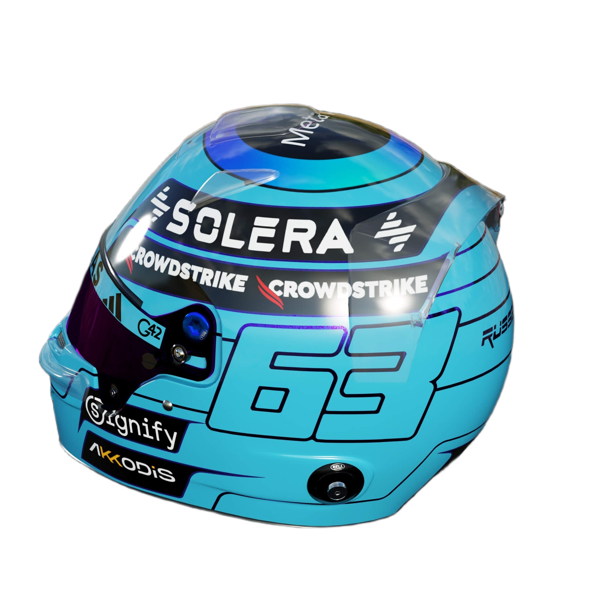 Handcrafted George Russell Inspired 2026 Racing Display Helmet – 1:1 Scale