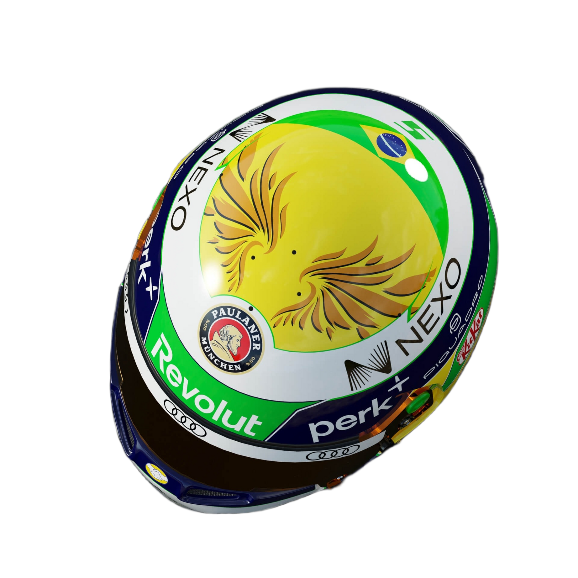 Handcrafted Gabriel Bortoleto Inspired 2026 Racing Display Helmet – 1:1 Scale