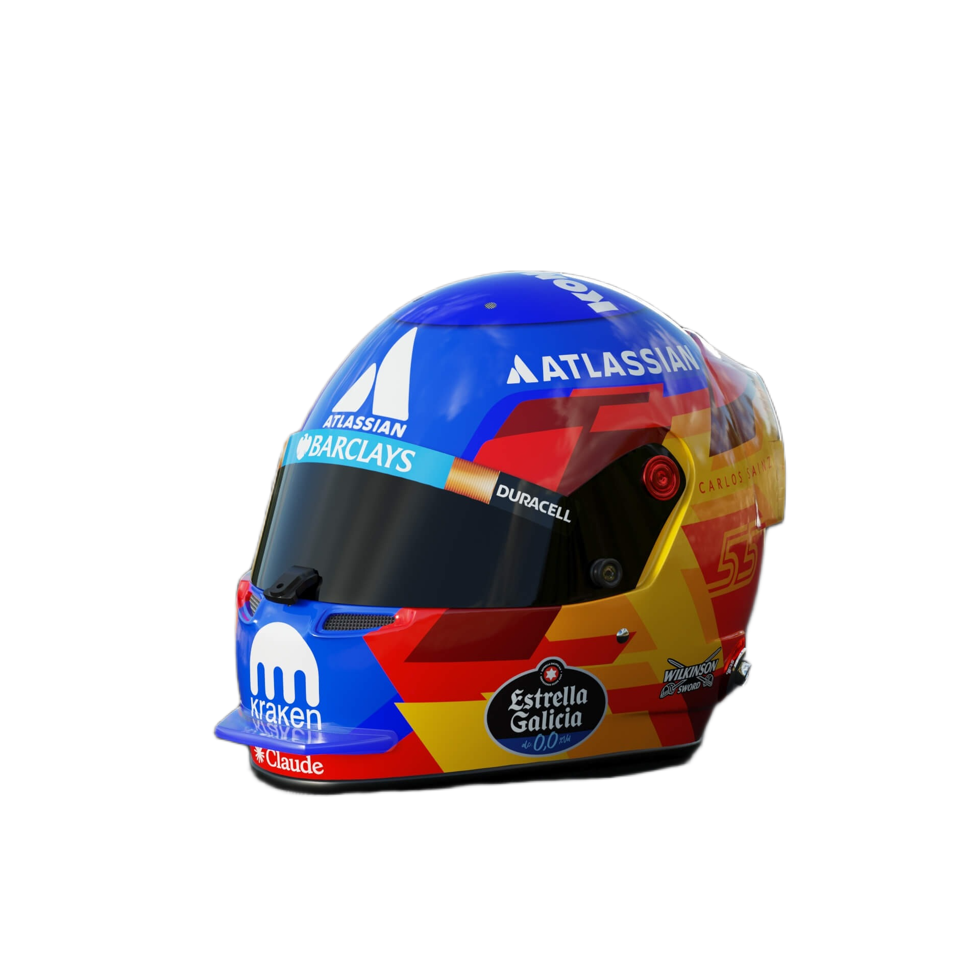 Handcrafted Carlos Sainz Inspired 2026 Racing Display Helmet – 1:1 Scale